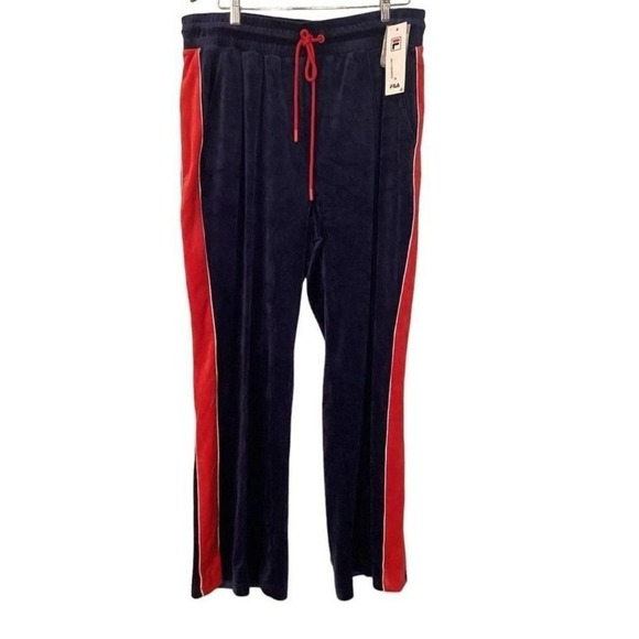 Fila Women's Valery Mid Rise Drawstring Velour Pants Blue Size 2X - Picture 5 of 6
